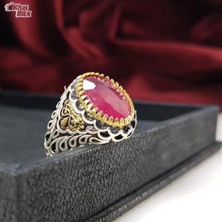انگشتر نقره یاقوت اصل مردانه