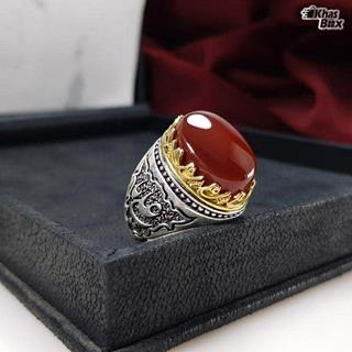 انگشتر نقره عقیق قرمز مردانه