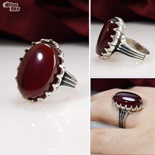 انگشتر نقره عقیق خوشرنگ مردانه