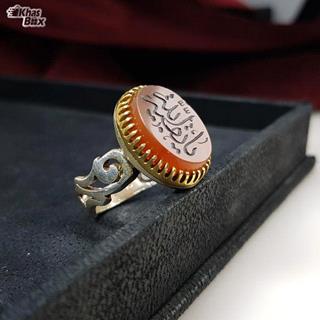 انگشتر نقره عقیق یمنی خطی مردانه
