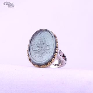 انگشتر نقره کهربا نقش علی ولی الله مردانه