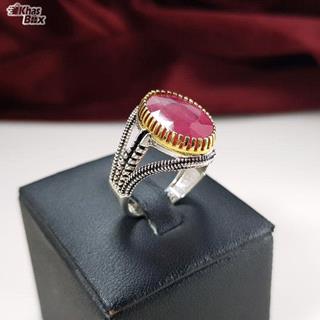 انگشتر نقره یاقوت سرخ مردانه