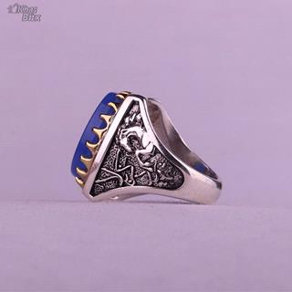 انگشترعقیق آبی خطی مردانه 