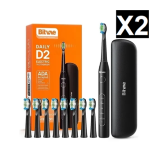 مسواک برقی بیتوی مدل D2 + D2 مجموعه دو عددی (مشکی X2)