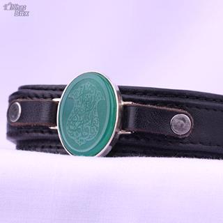 دستبند عقیق سبز خطی نقش یا فاطمه الزهرا 