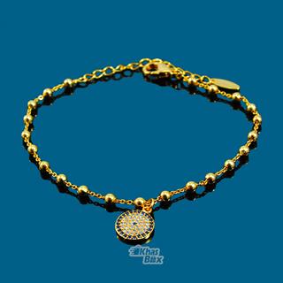 دستبند طلایی دخترانه با آویز نگین دار مدل DT-65 