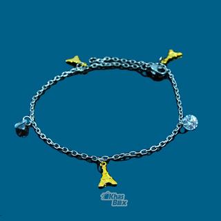 دستبند زنجیری نقره ای دخترانه اویزدار برج ایفل طلایی  DT-65  