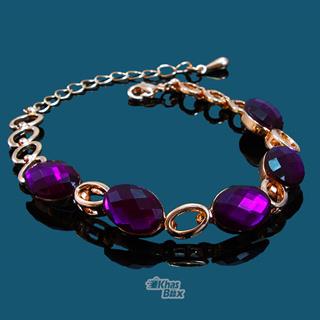 دستبند طلایی با نگین بنفش مدل DT-65