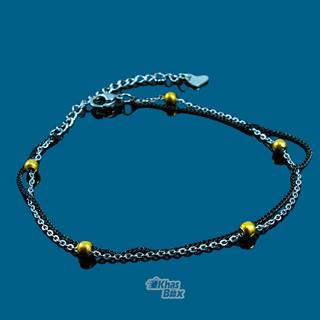 دستبند زنجیری دخترانه با زنجیر مشکی طلایی مدل DT-65