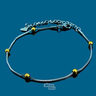 دستبند نقره ای زنجیری دخترانه با اویز طلایی مدل DT-65 