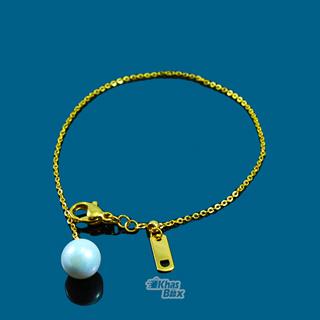 دستبند طلایی دخترانه با آویز مروارید مدل DT-65 