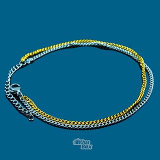 دستبند زنجیری دخترانه با زنجیر نقره ای طلایی مدل DT-65