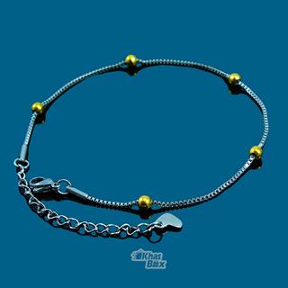 دستبند نقره ای زنجیری دخترانه با اویز طلایی مدل DT-65 