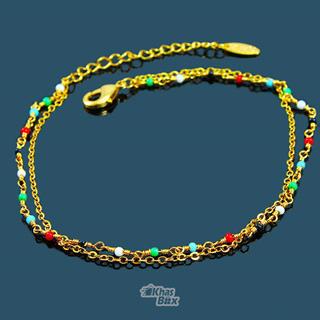 دستبند طلایی با نگین رنگی مدل DT-65