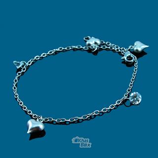 دستبند نقره ای دخترانه با آویز قلب مدل DT-65