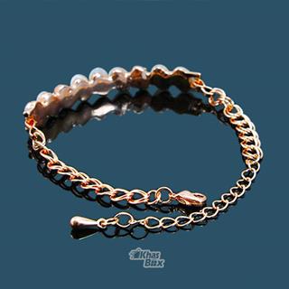 دستبند طلایی هفت نگین صورتی مدل DT-65