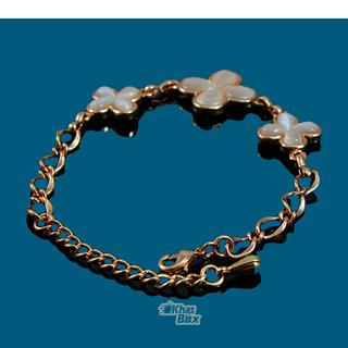 دستبند طلایی دخترانه با نگین طرح چهار پر مدل DT-65