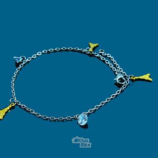 دستبند زنجیری نقره ای دخترانه اویزدار برج ایفل طلایی  DT-65  