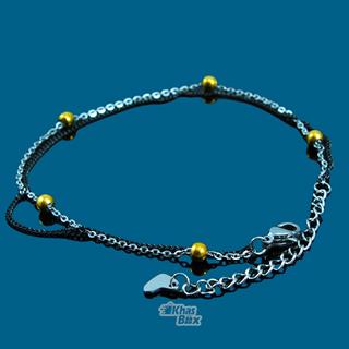 دستبند زنجیری دخترانه با زنجیر مشکی طلایی مدل DT-65