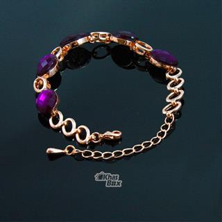 دستبند طلایی با نگین بنفش مدل DT-65