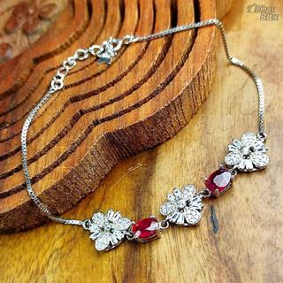 دستبند دو نگین یاقوت قرمز