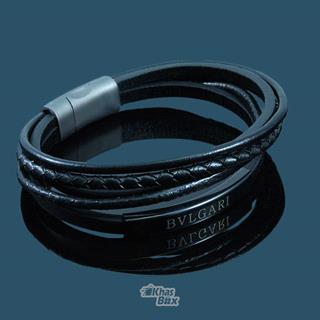 دستبند چرمی پسرانه مدل BVLGARI