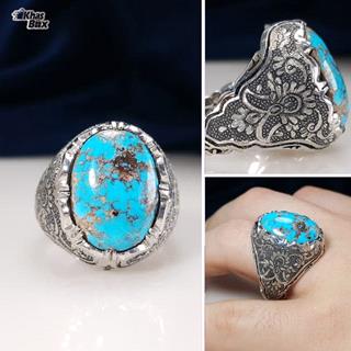 انگشتر نقره فیروزه نیشابور طبیعی مردانه