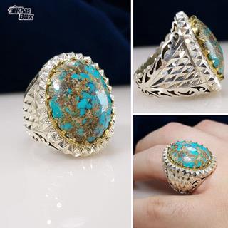 انگشتر نقره فیروزه نیشابور عیار 925 مردانه