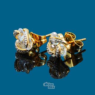 گوشواره ظریف طلایی با نگین الماسی مدل GT-22 