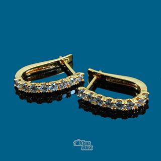 گوشواره طلایی ظریف خمیده نگین دار GT-22