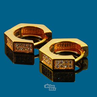 گوشواره طلایی ظریف چند ضلعی نگین دار GT-22 