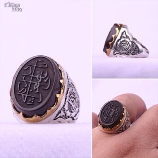 انگشتر حدید سماقی نقش یا علی اصغر ادرکنی مردانه