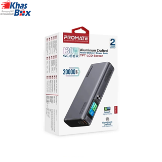 پاوربانک (فست شارژ) Promate 130W 20000mAh مدل Titan-130 - خاکستری