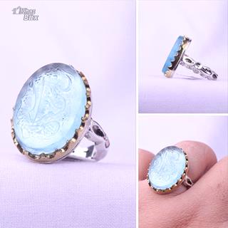 انگشتر نقره کهربا نقش علی مع الحق مردانه