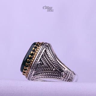 انگشتر عقیق اصل سبز خطی مردانه