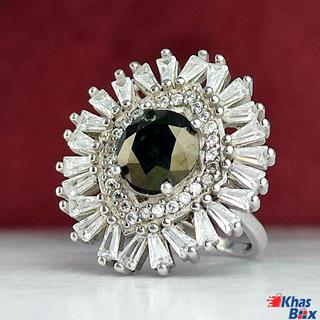 انگشتر موزانایت زنانه سبز تیره اصلی