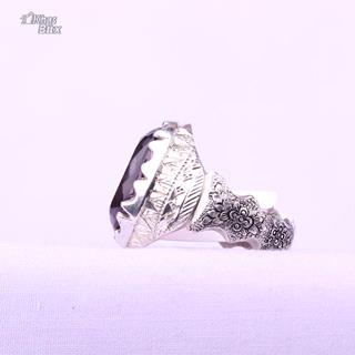 انگشتر نقره آمتیست رکاب دستساز قلمزنی مردانه