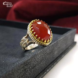 انگشتر نقره عقیق یمنی الماس تراش مردانه