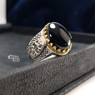 انگشتر نقره عقیق مشکی خوشرنگ