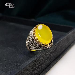 انگشتر نقره عقیق زرد خوشرنگ مردانه