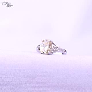 انگشتر نقره توپاز طلایی اتمی جواهری زنانه