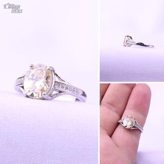 انگشتر نقره توپاز طلایی اتمی جواهری زنانه