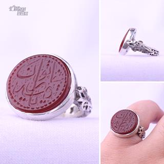 نیم ست عقیق سرخ خطی مردانه