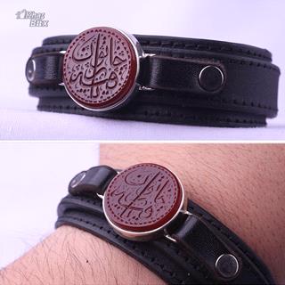 نیم ست عقیق سرخ خطی مردانه