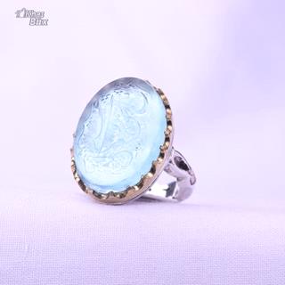 انگشتر نقره کهربا نقش علی مع الحق مردانه