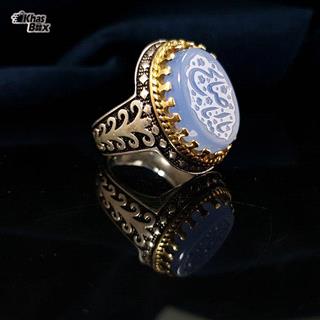 انگشتر نقره عقیق سوسنی خطی مردانه