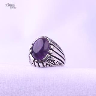 انگشتر نقره آماتیست خوشرنگ اصل مردانه