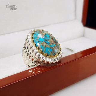 انگشتر نقره فیروزه نیشابور عیار 925 مردانه