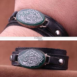 دستبند مردانه عقیق سبز خطی