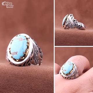 انگشتر فیروزه مردانه نیشابور اصل دستساز